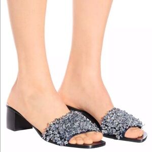 Tory Burch Logan 45mm Embellished Satin Sandals NEW